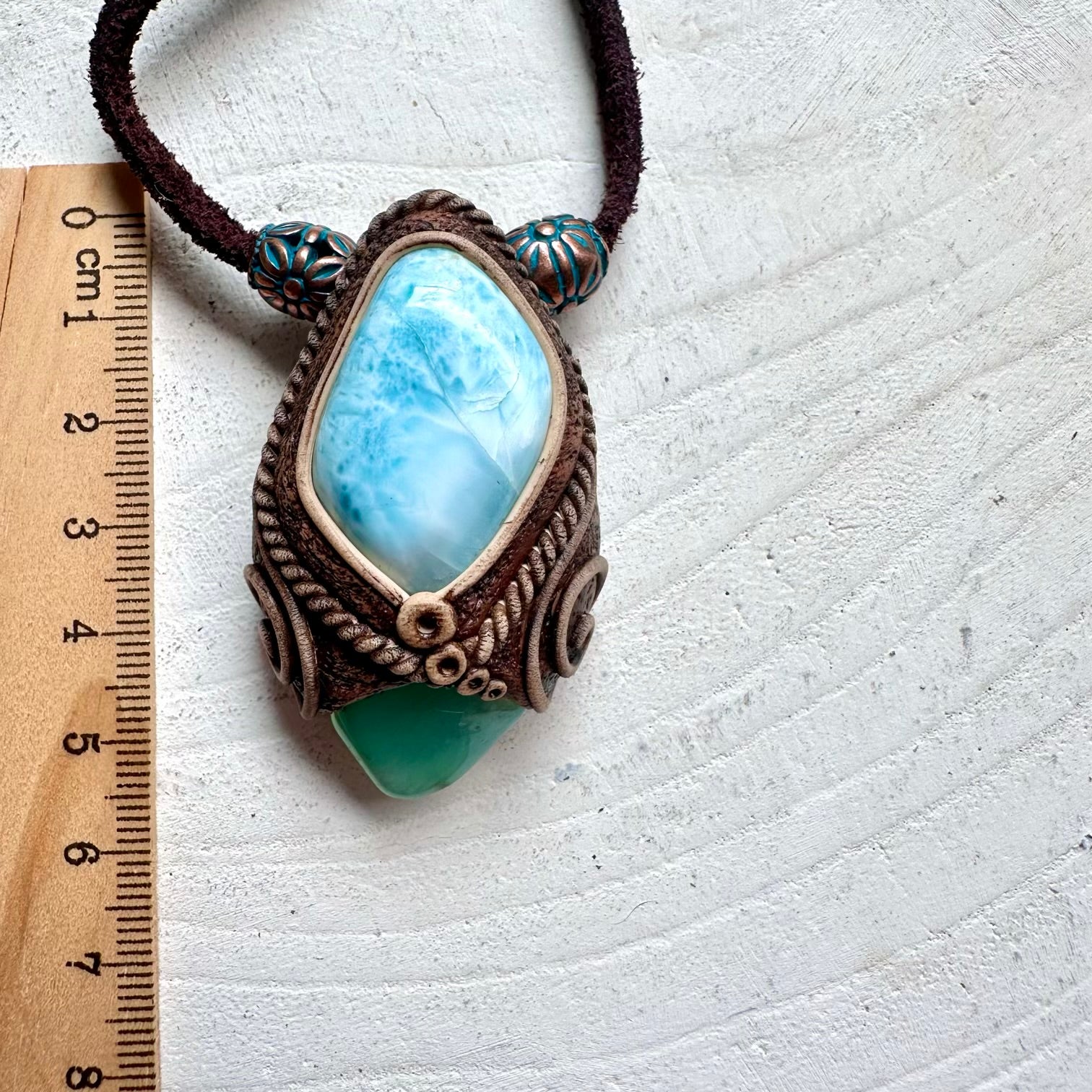 Metaphysical jewelry with Larimar and Chrysoprase healing crystals