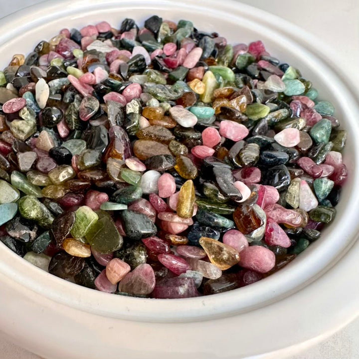 Tourmaline Mix Chips – Natural Multicolor Tourmaline Stones Lot, Small Healing Crystals for Protection & Balance - FairyGardenGlow