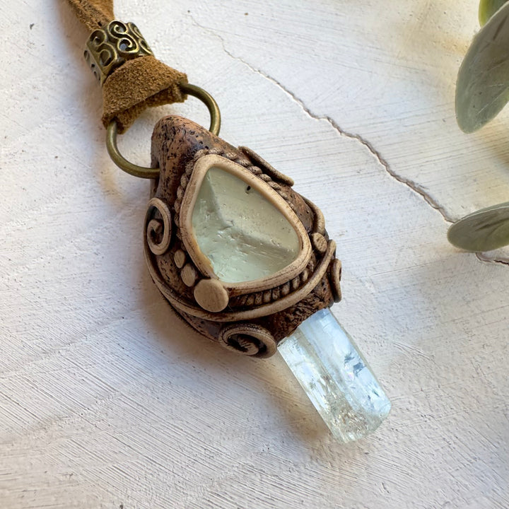 One of a kind Aquamarine crystal jewelry piece