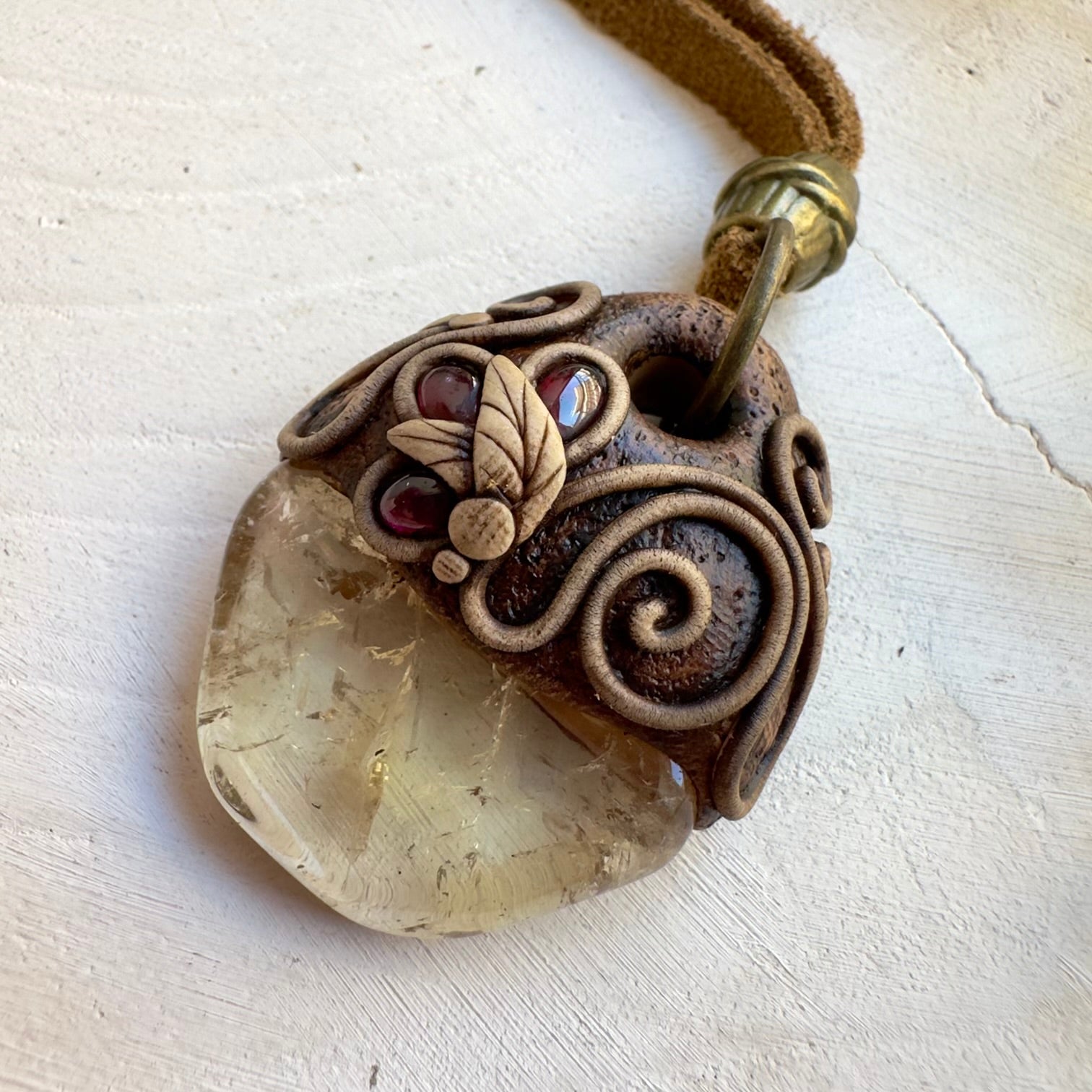 One of a kind crystal healing necklace with Citrine