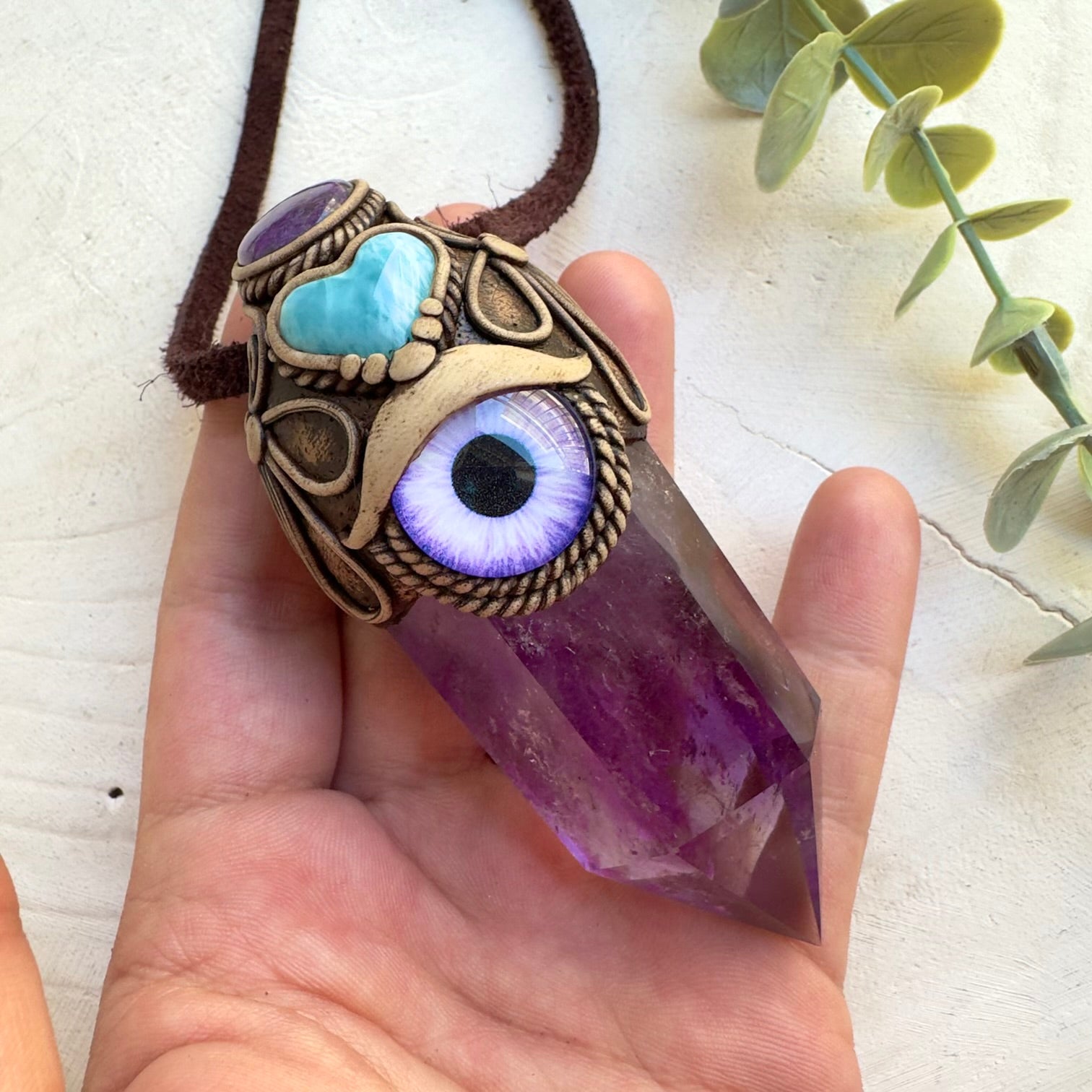 One of a kind protection amulet with Ametrine crystal
