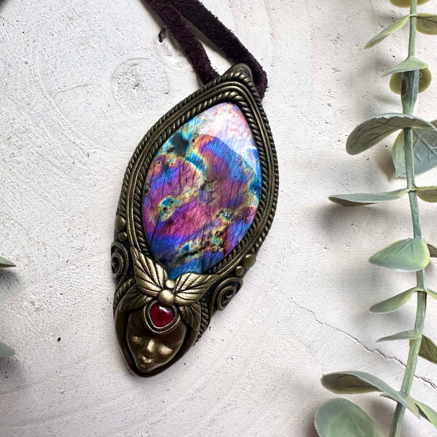 Rainbow Labradorite & Rhodolite Garnet Goddess Necklace – Spiritual Crystal Jewelry