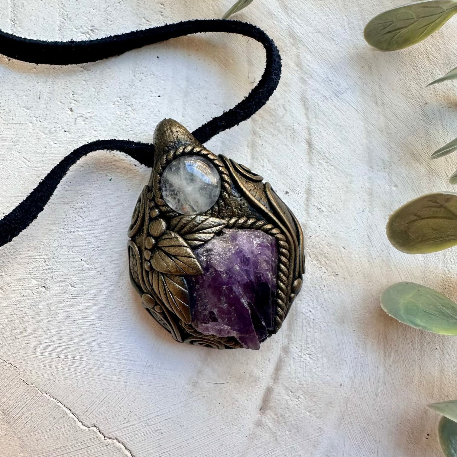 Raw Clear Quartz Necklace with Scapolite – Spiritual Jewelry, Healing Crystal Pendant