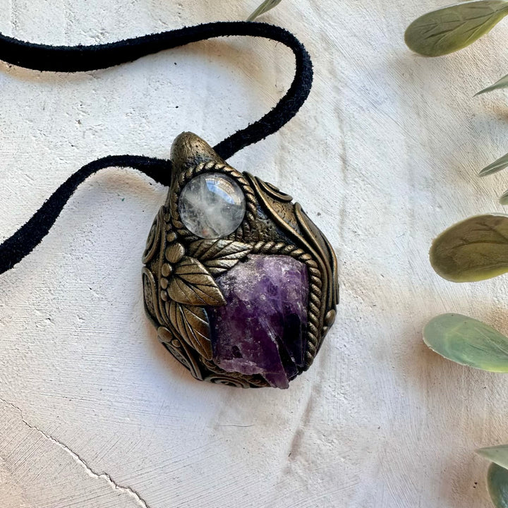 Raw Clear Quartz Necklace with Scapolite – Spiritual Jewelry, Healing Crystal Pendant