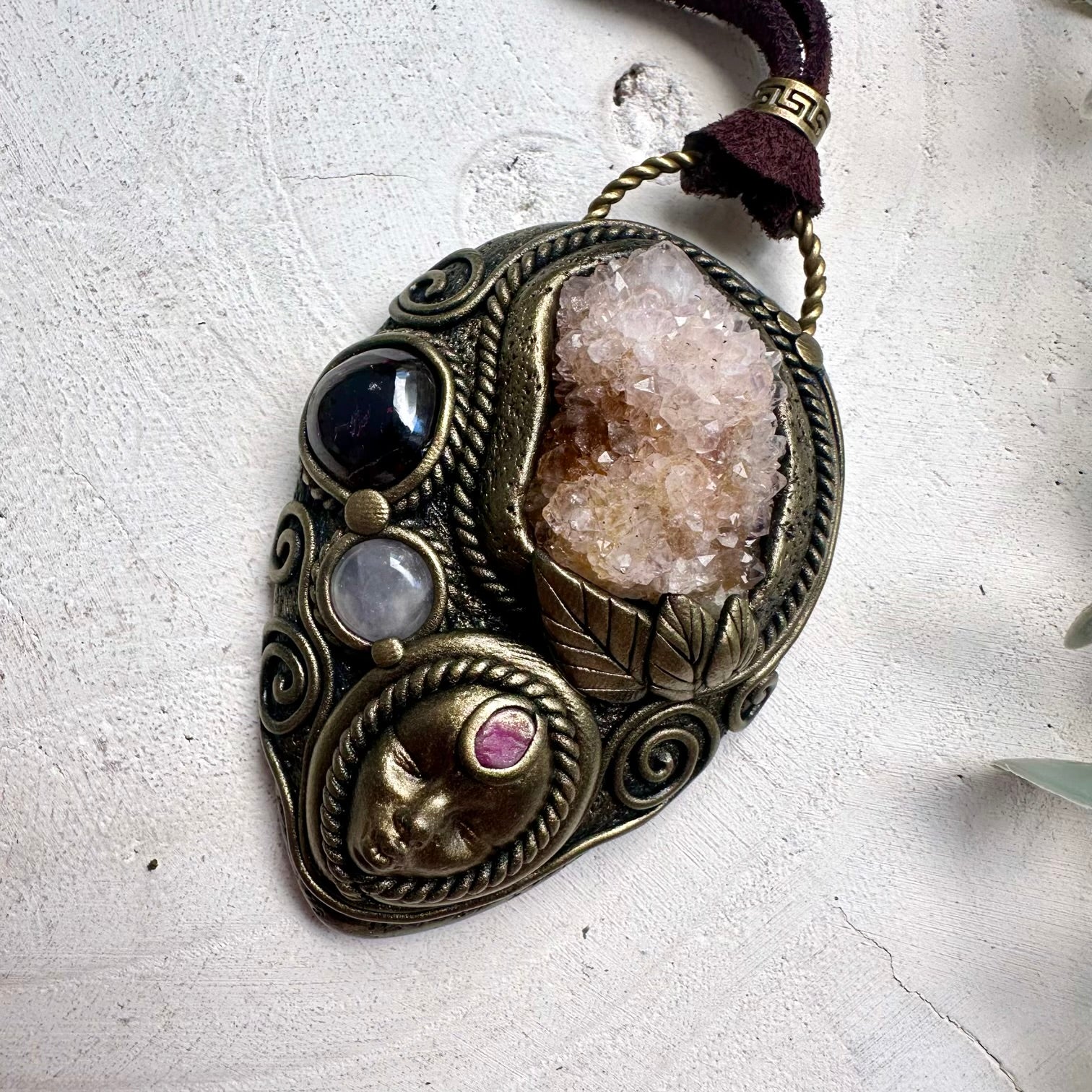 Divine Feminine Necklace with Spirit Quartz and Rose Quartz – Love, Strength & Protection Jewelry