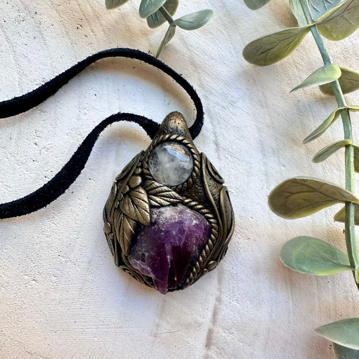 Scapolite & Clear Quartz Pendant Necklace – Metaphysical Jewelry, Clarity Crystal Necklace