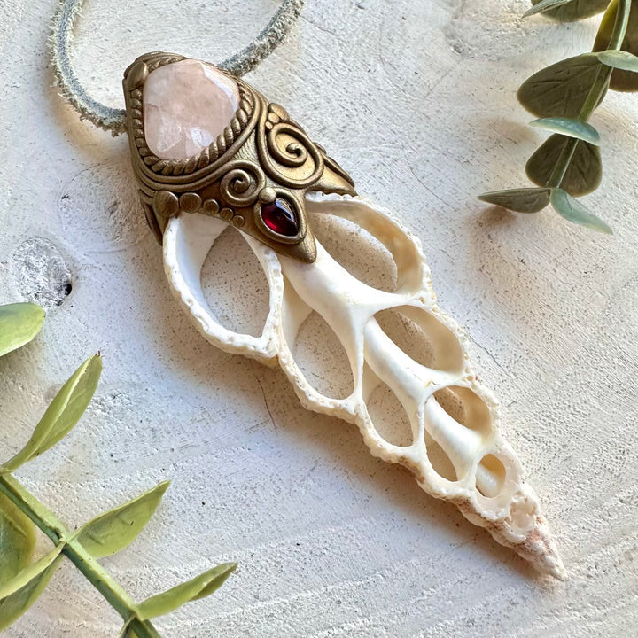 Spiritual crystal necklace boho talisman for emotional healing and heart balance