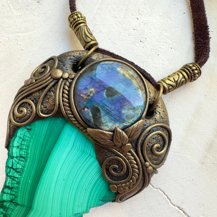 Spiritual gemstone jewelry featuring raw Tanzanite crystal