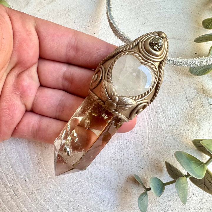 Spiritual pendant featuring Citrine Quartz and Pyrite energy