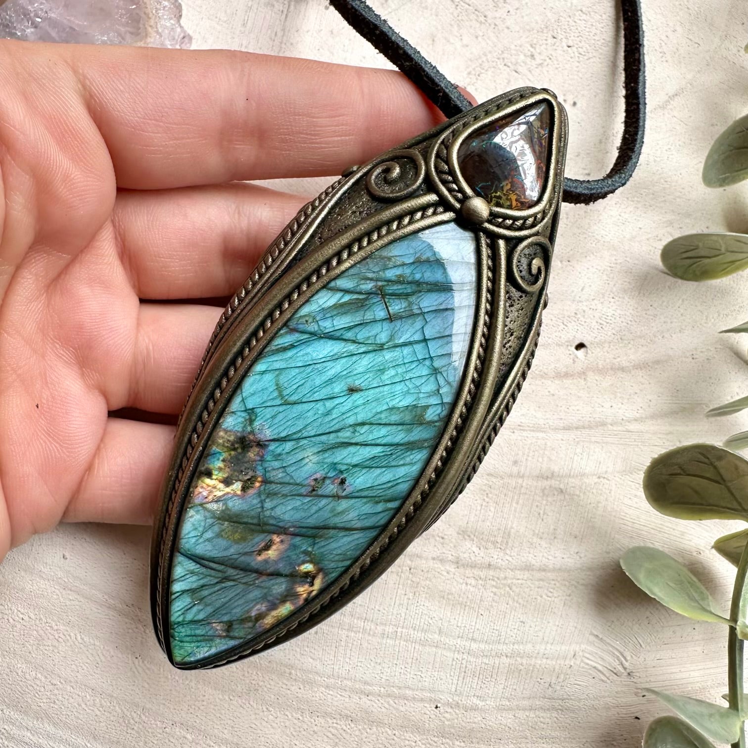 Labradorite and opal unisex spiritual jewelry