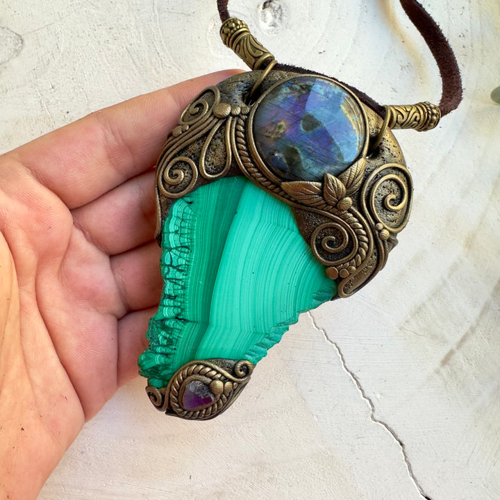 Unique handcrafted Malachite and Tanzanite jewelry