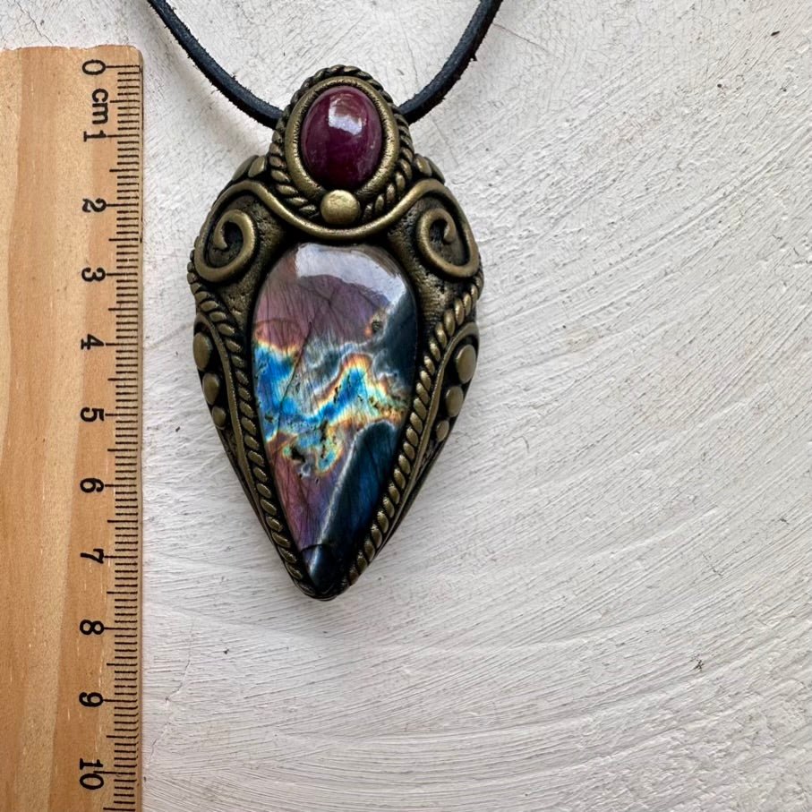 Labradorite and Ruby Necklace FairyGardenGlow