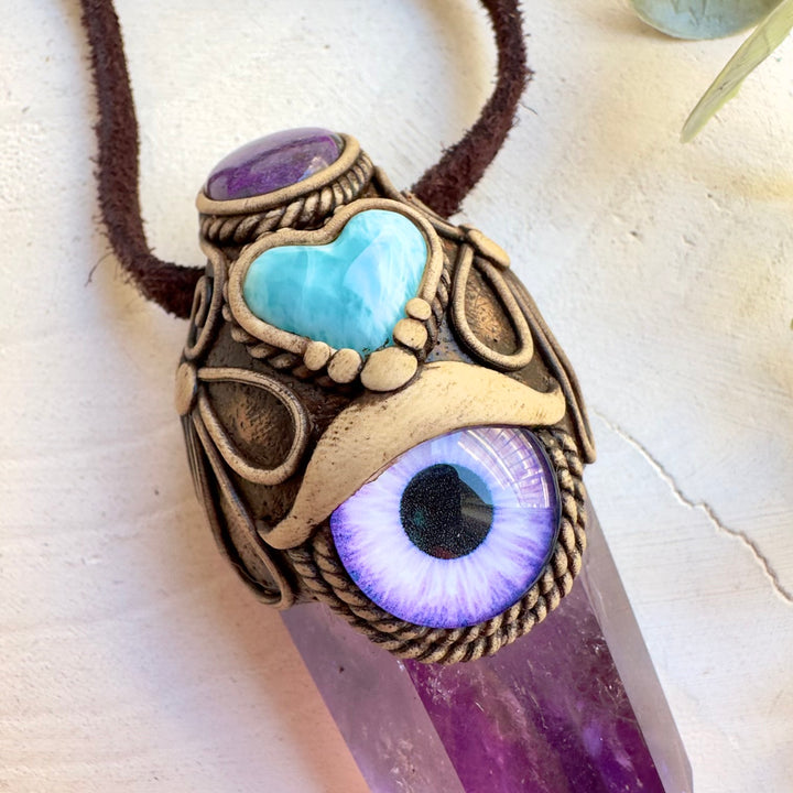 Unisex metaphysical necklace with third eye crystal energy
