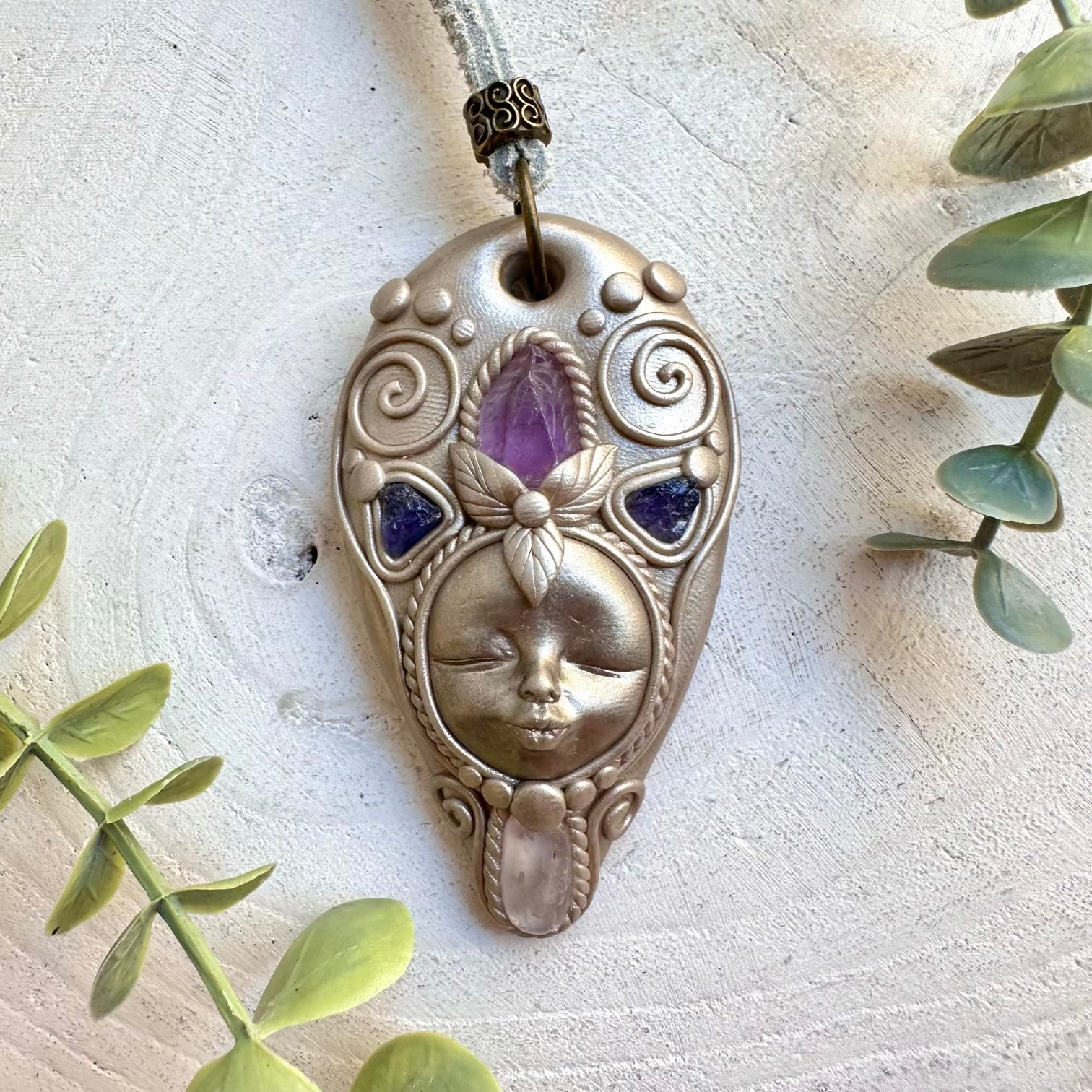 Vera Cruz Amethyst Necklace with Tanzanite & Kunzite – Healing Crystal Goddess Jewelry