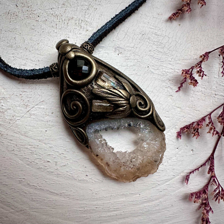 Agate Smoky Quartz and Imperial Topaz Necklace - FairyGardenGlow