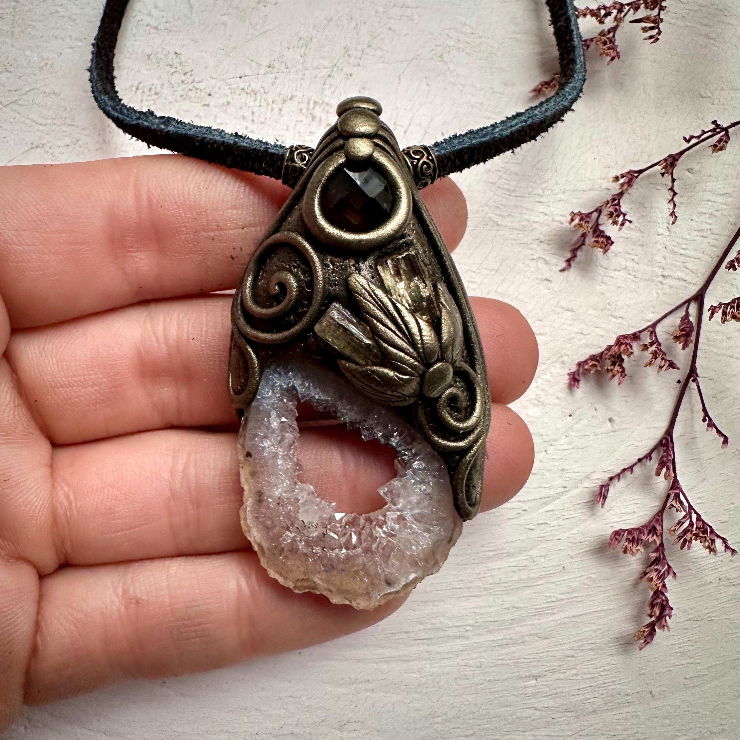 Agate Smoky Quartz and Imperial Topaz Necklace - FairyGardenGlow