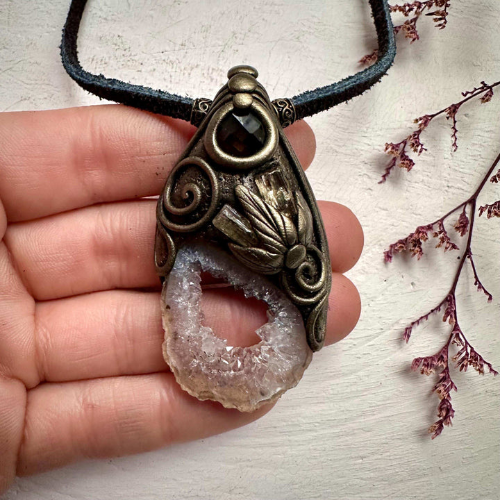 Agate Smoky Quartz and Imperial Topaz Necklace - FairyGardenGlow