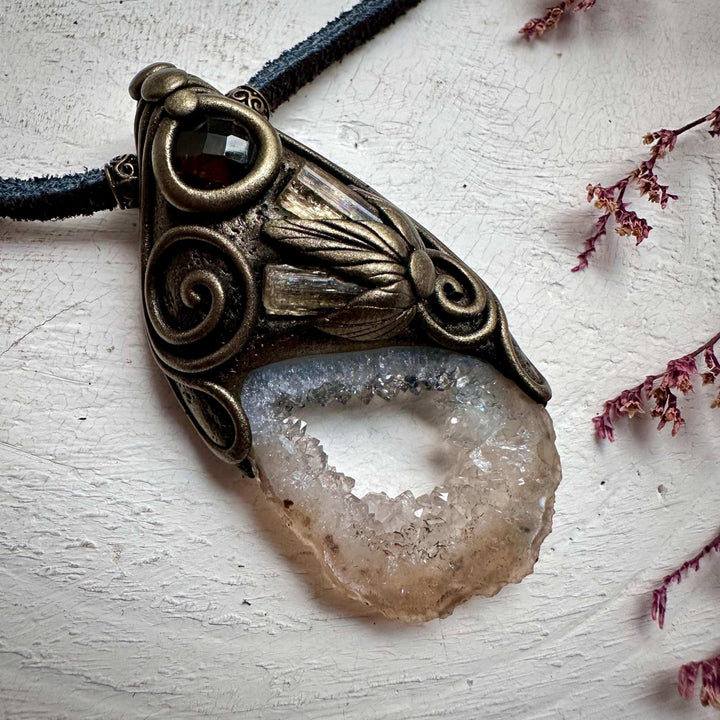 Agate Smoky Quartz and Imperial Topaz Necklace - FairyGardenGlow