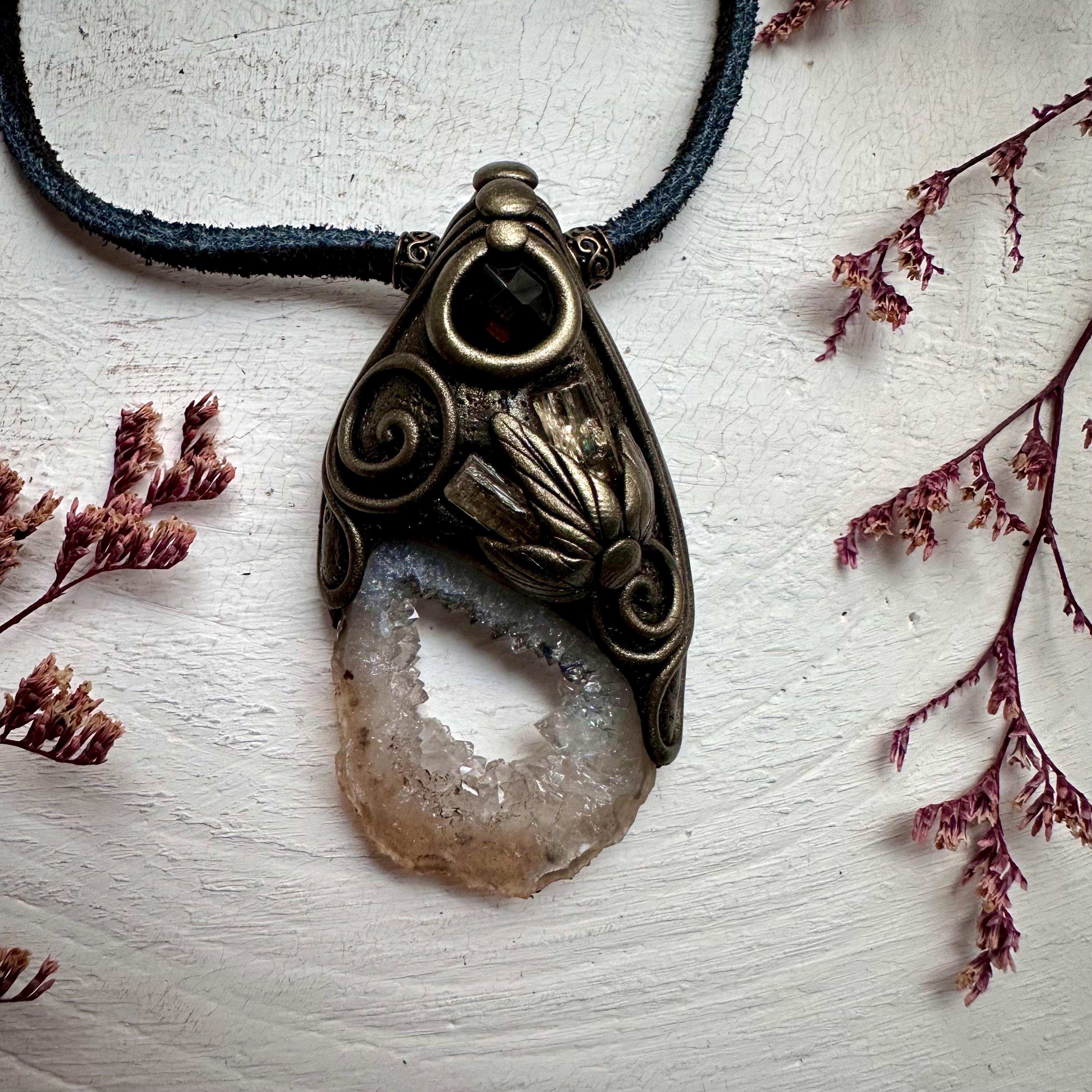Agate Smoky Quartz and Imperial Topaz Necklace - FairyGardenGlow