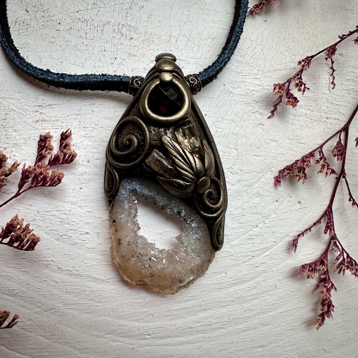 Agate Smoky Quartz and Imperial Topaz Necklace - FairyGardenGlow