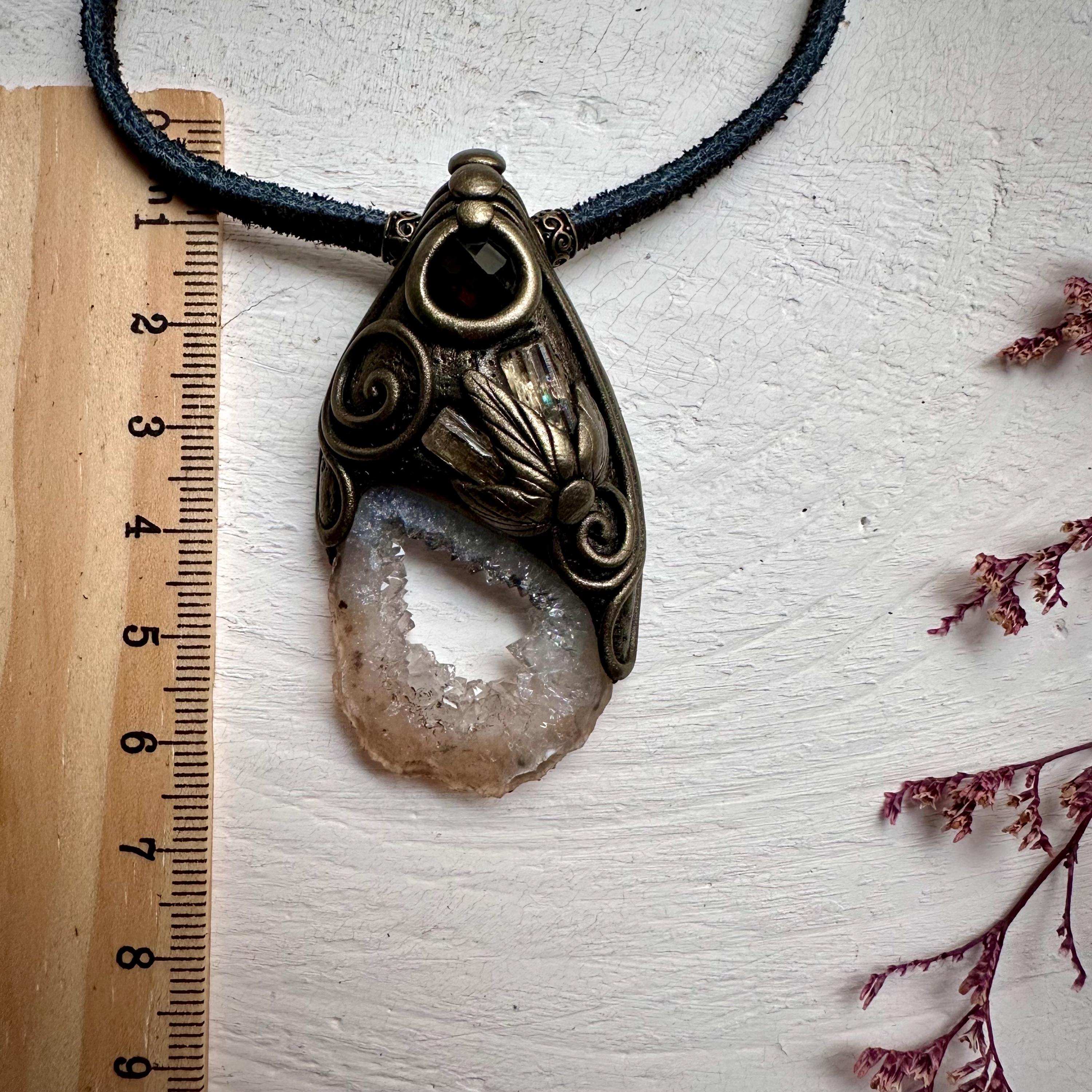 Agate Smoky Quartz and Imperial Topaz Necklace - FairyGardenGlow