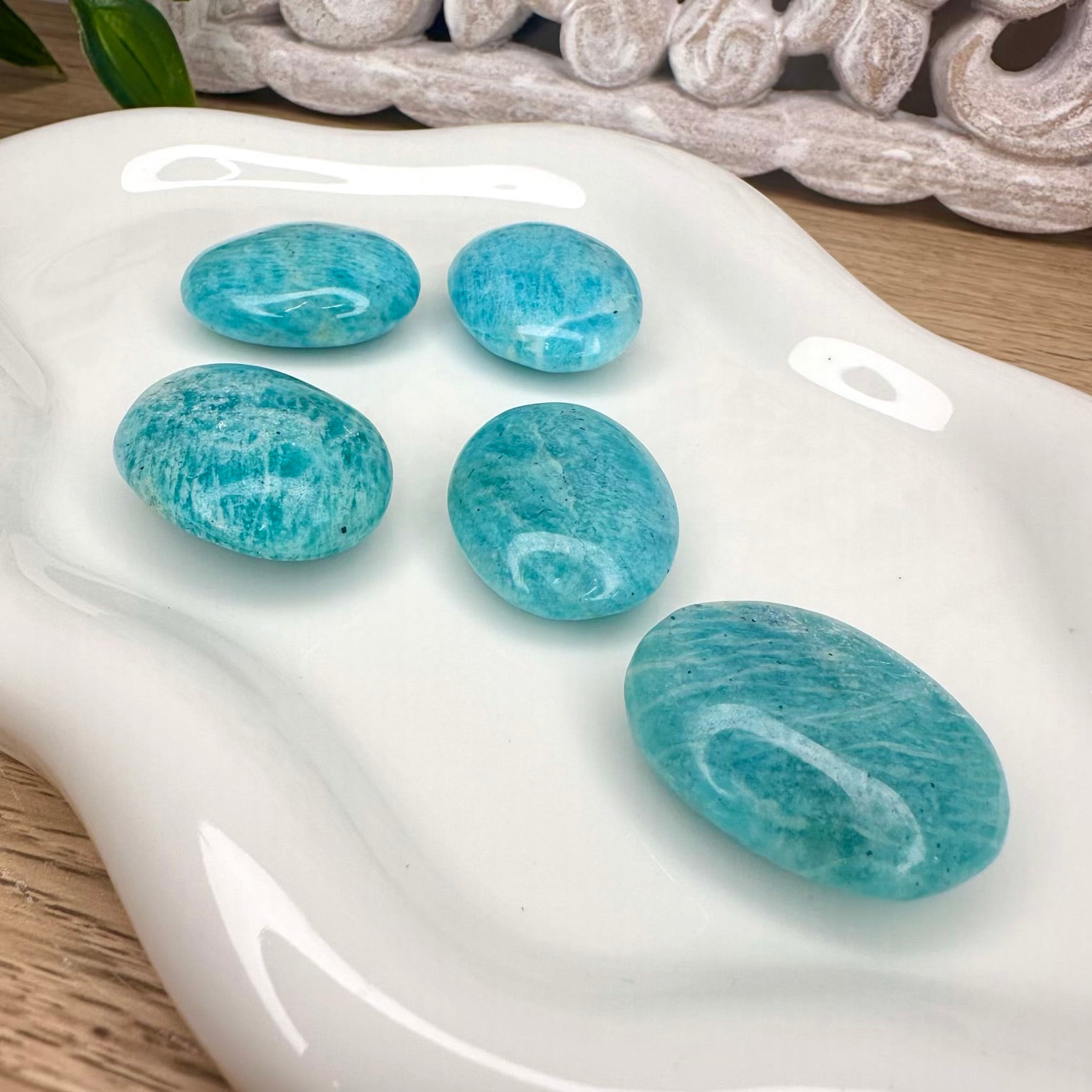 Polished amazonite healing crystal stone for calmness and balance
