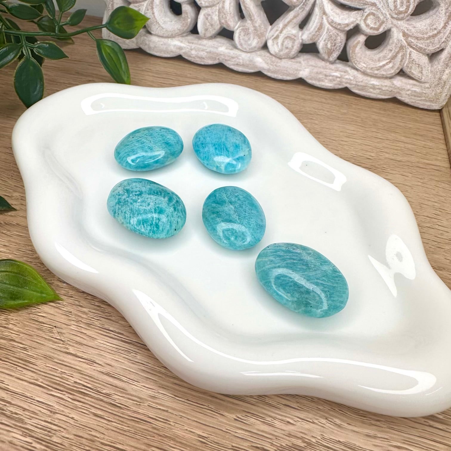Natural amazonite crystal with soothing blue green color
