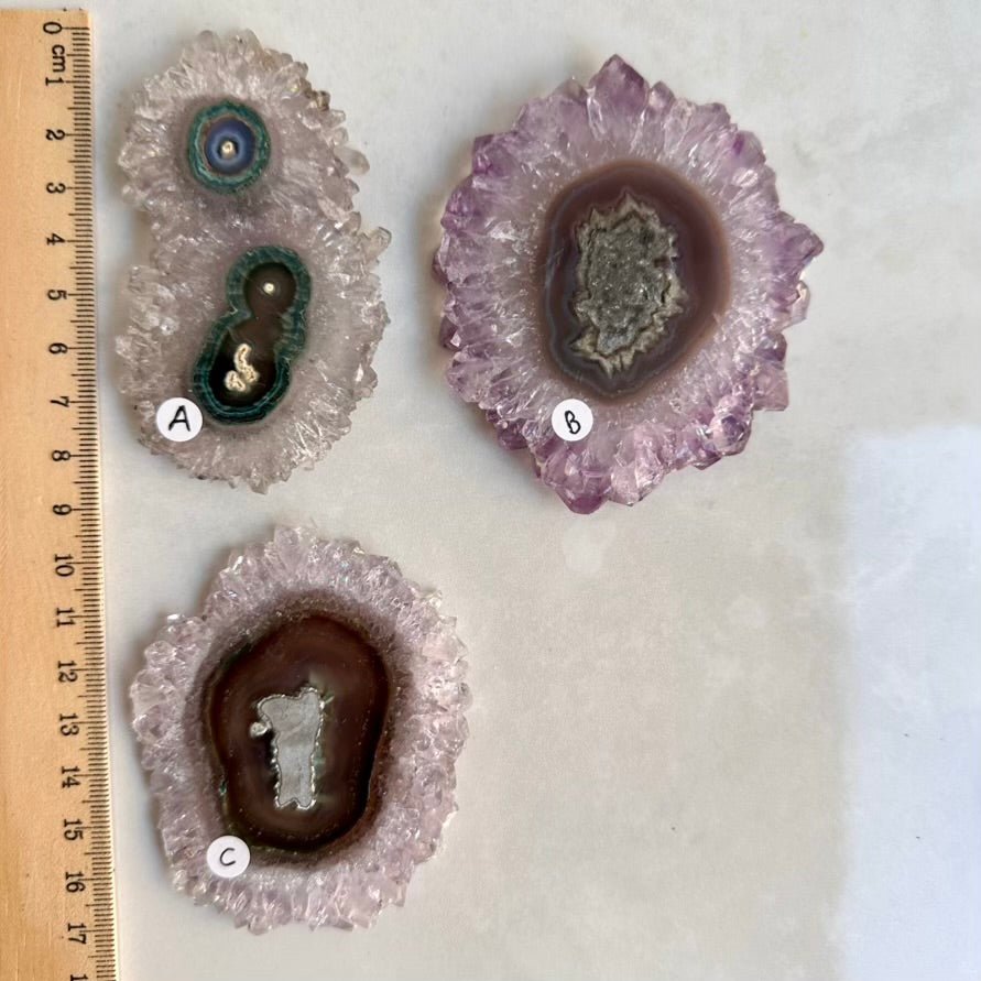 Amethyst Stalactite Slice, Natural Amethyst Flower, Large Amethyst Slice - FairyGardenGlow