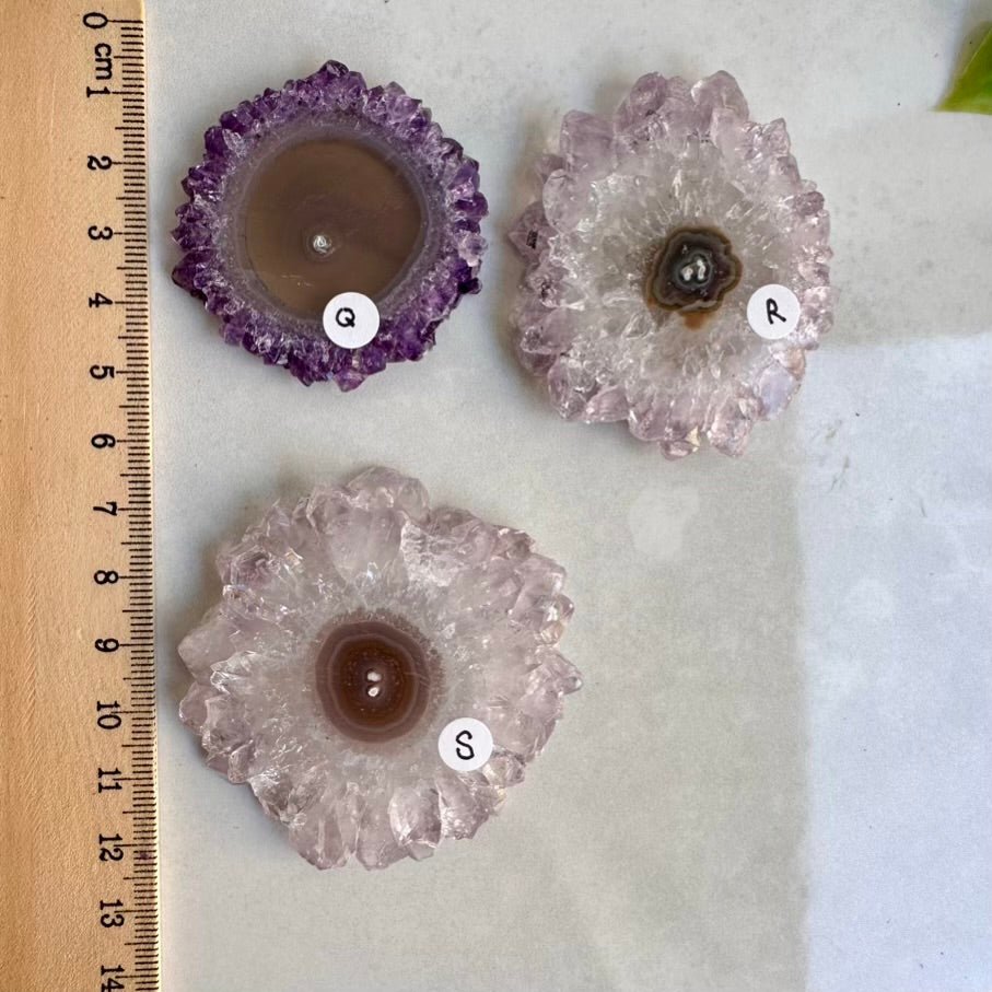 Amethyst Stalactite Slice, Amethyst Healing Crystals, Natural Amethyst Flower - FairyGardenGlow