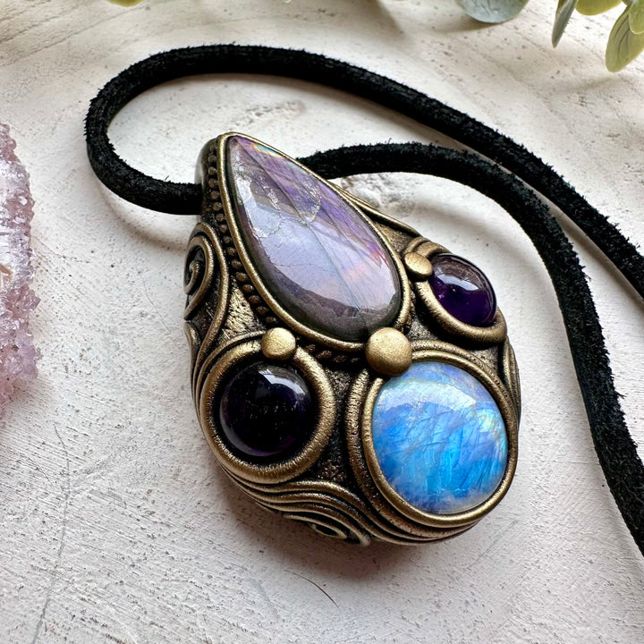 Handmade talisman necklace with moonstone