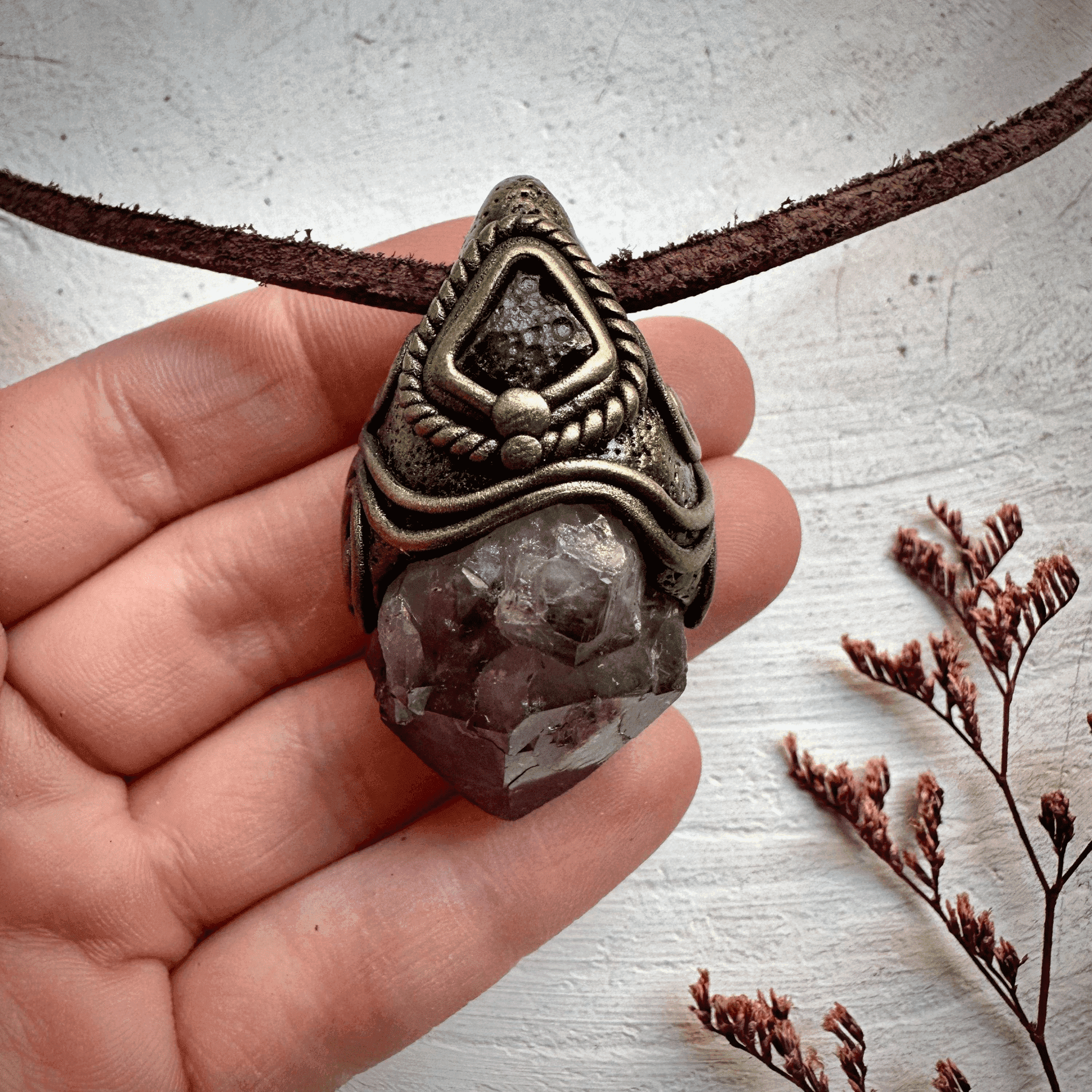 Amethyst and Moldavite Necklace - FairyGardenGlow