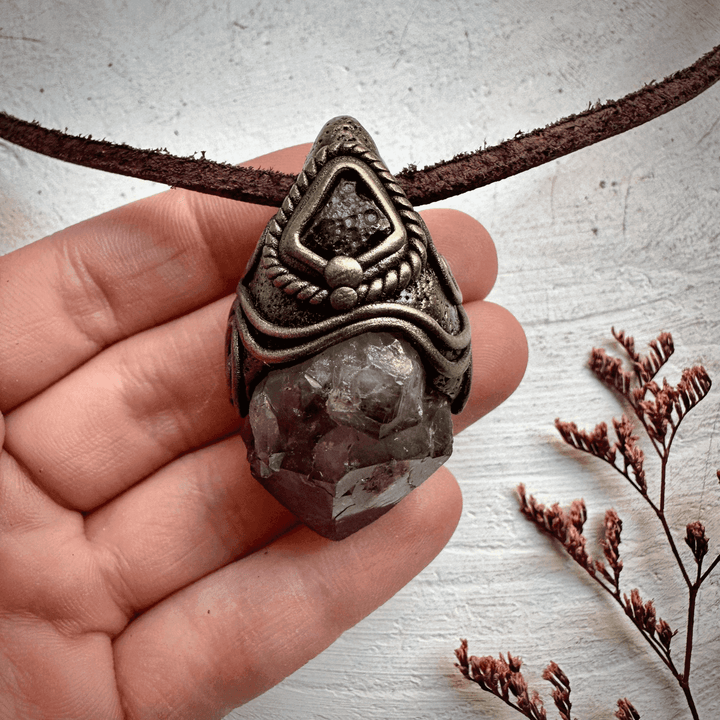 Amethyst and Moldavite Necklace - FairyGardenGlow
