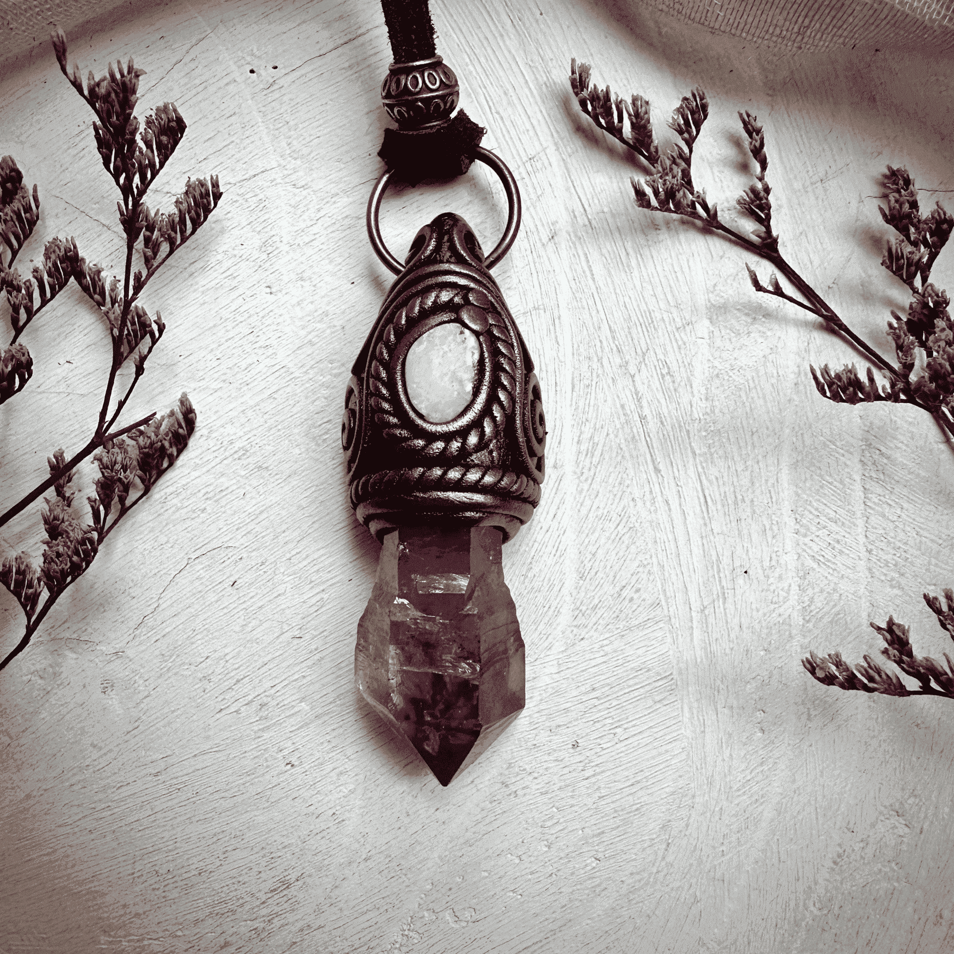 Amethyst Point and Boulder Opal Necklace - FairyGardenGlow