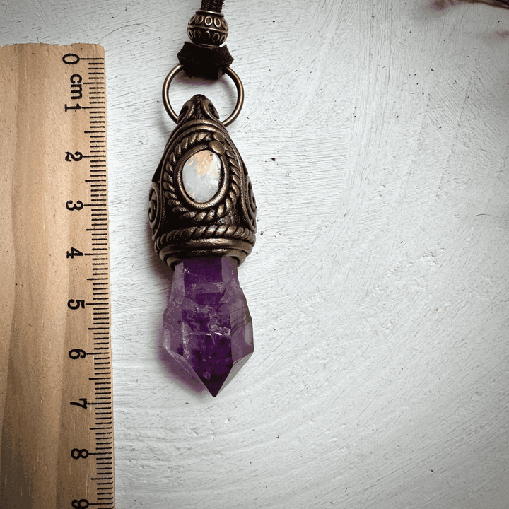 Amethyst Point and Boulder Opal Necklace - FairyGardenGlow