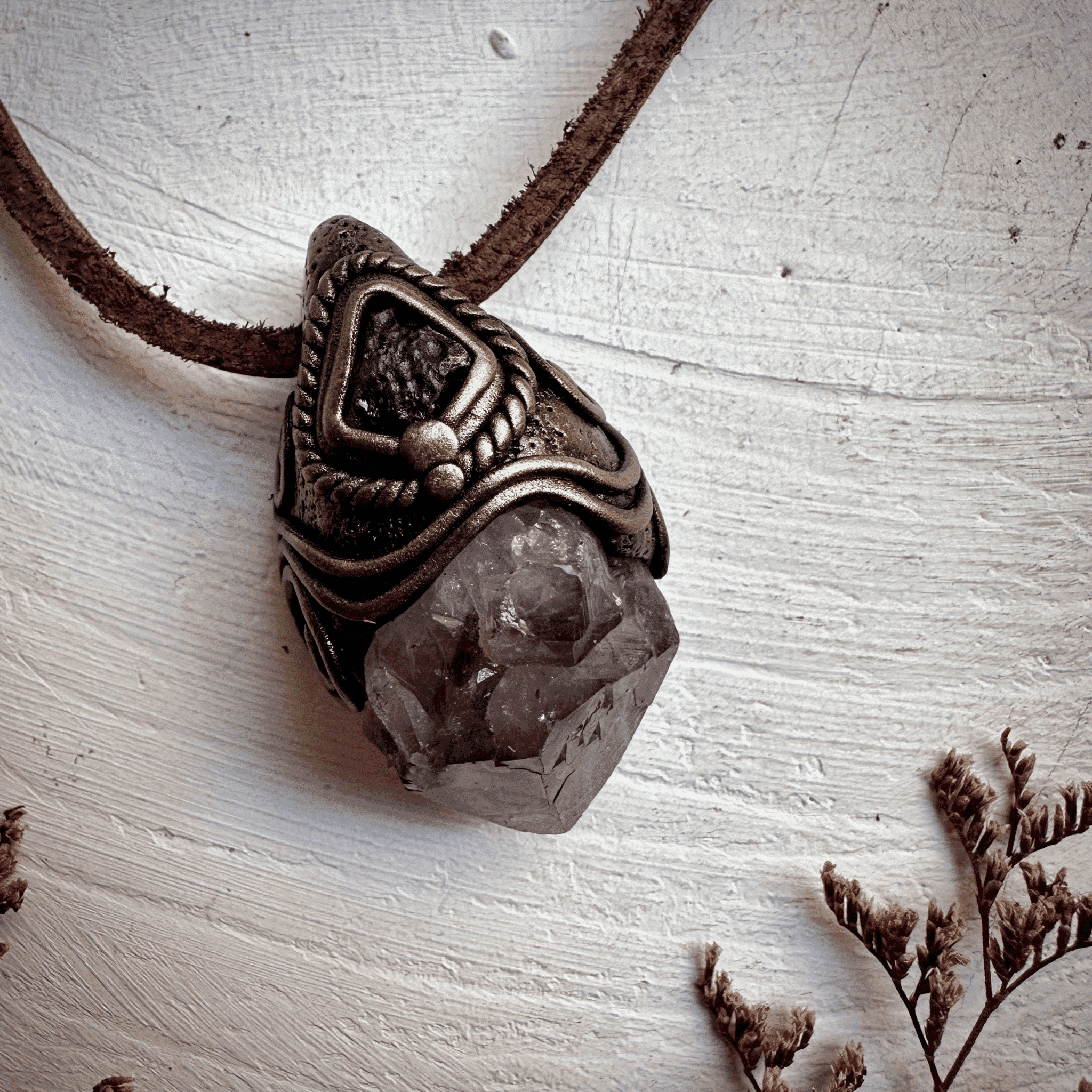 Amethyst and Moldavite Necklace - FairyGardenGlow