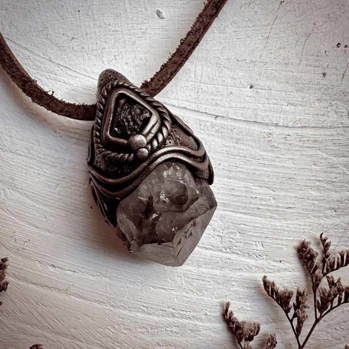Amethyst and Moldavite Necklace - FairyGardenGlow