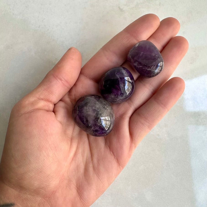 Amethyst Polished Stone – Natural Amethyst Healing Crystal for Calm, Clarity & Spiritual Protection (1 or 5 Pieces) - FairyGardenGlow