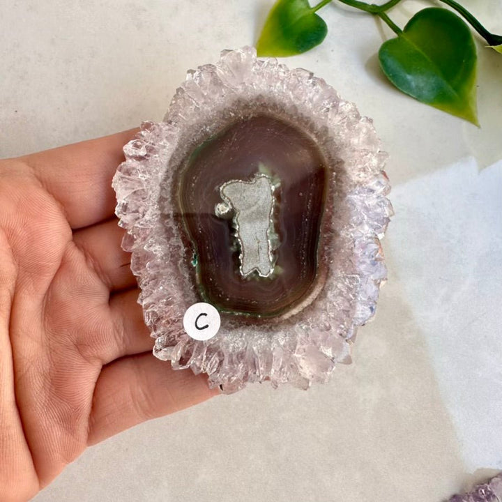 Amethyst Stalactite Slice, Natural Amethyst Flower, Large Amethyst Slice - FairyGardenGlow