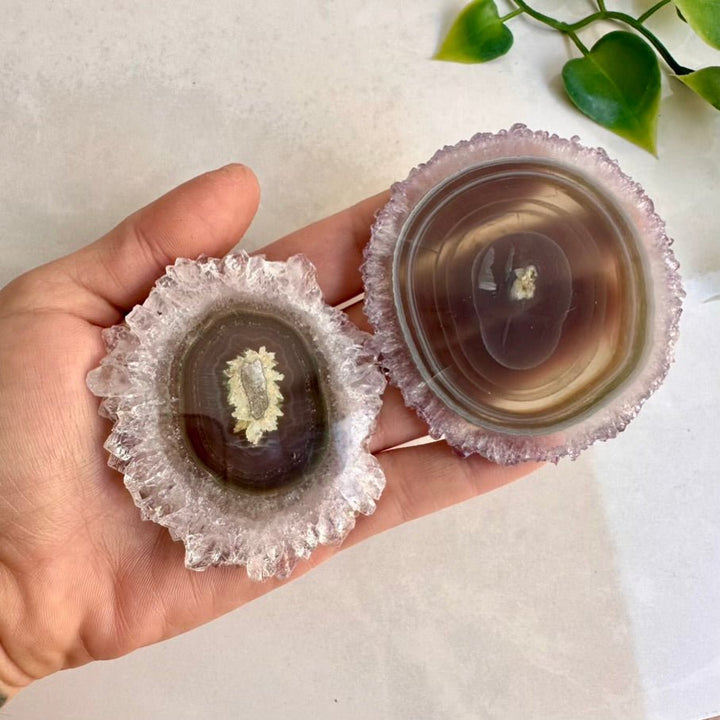 Amethyst Stalactite Slice, Large Amethyst Crystal, Natural Amethyst Stone - FairyGardenGlow