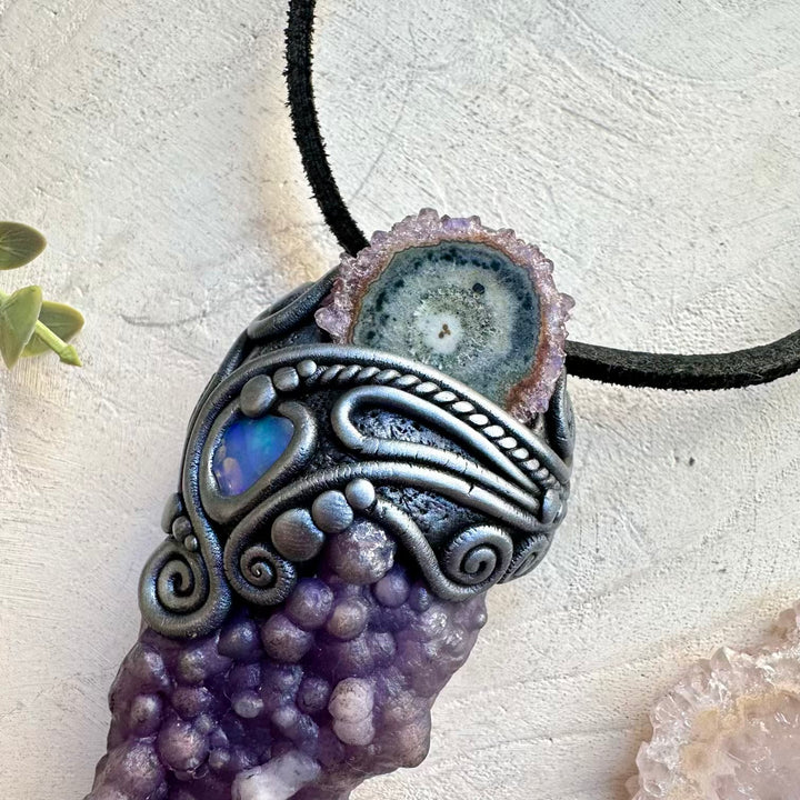 Spiritual jewelry wand with moonstone and Ethiopian opal