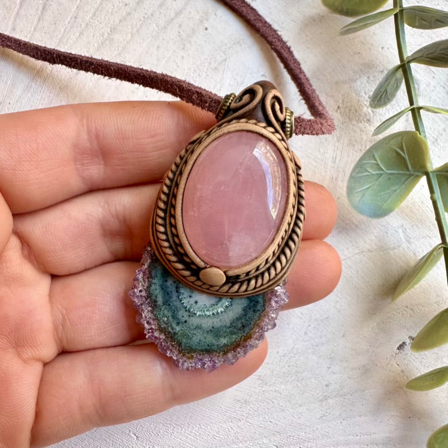 Crystal necklace designed for love and emotional healing