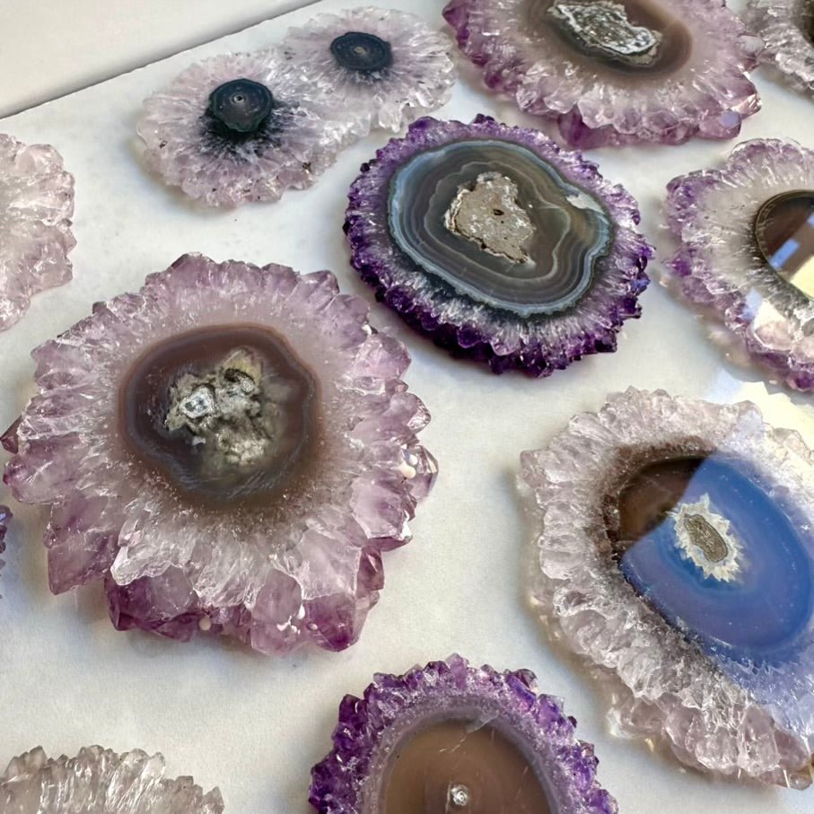 Amethyst Stalactite Slice, Amethyst Healing Crystals, Natural Amethyst Flower - FairyGardenGlow