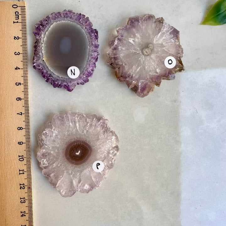 Amethyst Stalactite Slice, Amethyst Healing Crystals, Natural Amethyst Flower - FairyGardenGlow
