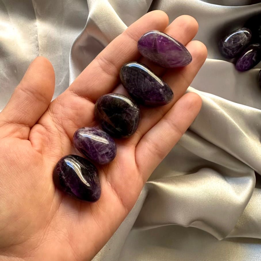 Amethyst Polished Stone – Natural Purple Crystal for Calm, Protection & Spiritual Clarity (1 or 5 Pieces Set) - FairyGardenGlow