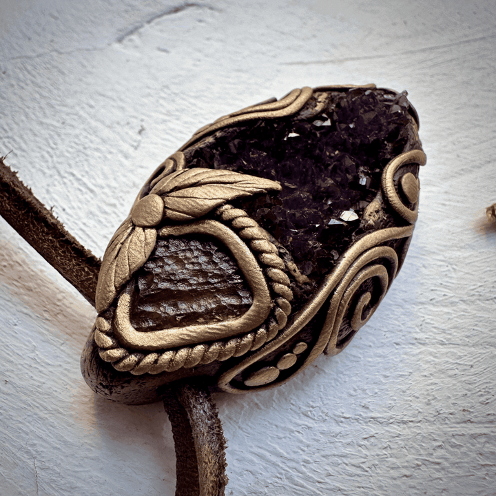 Amethyst Cluster and Moldavite Necklace - FairyGardenGlow