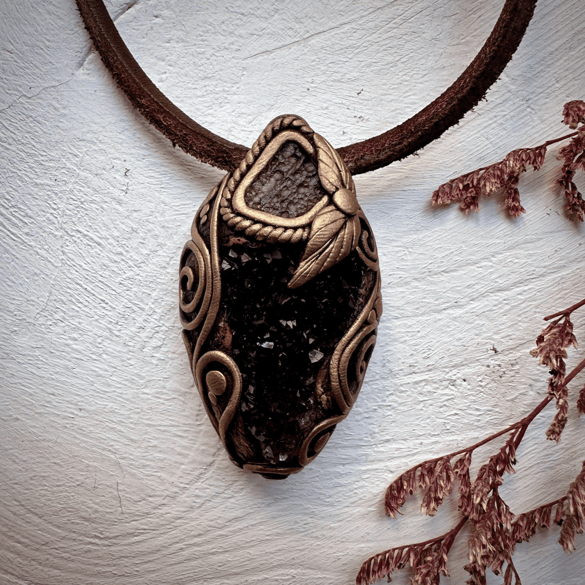 Amethyst Cluster and Moldavite Necklace - FairyGardenGlow