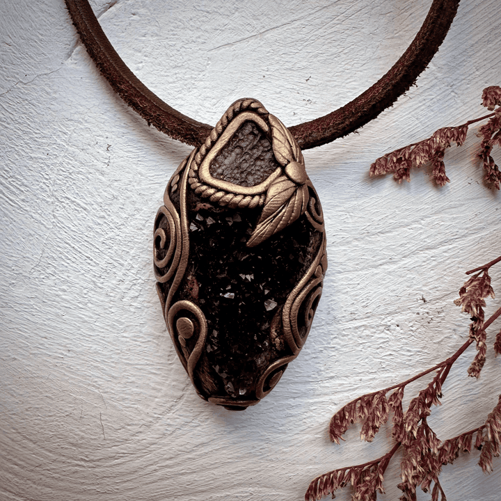 Amethyst Cluster and Moldavite Necklace - FairyGardenGlow
