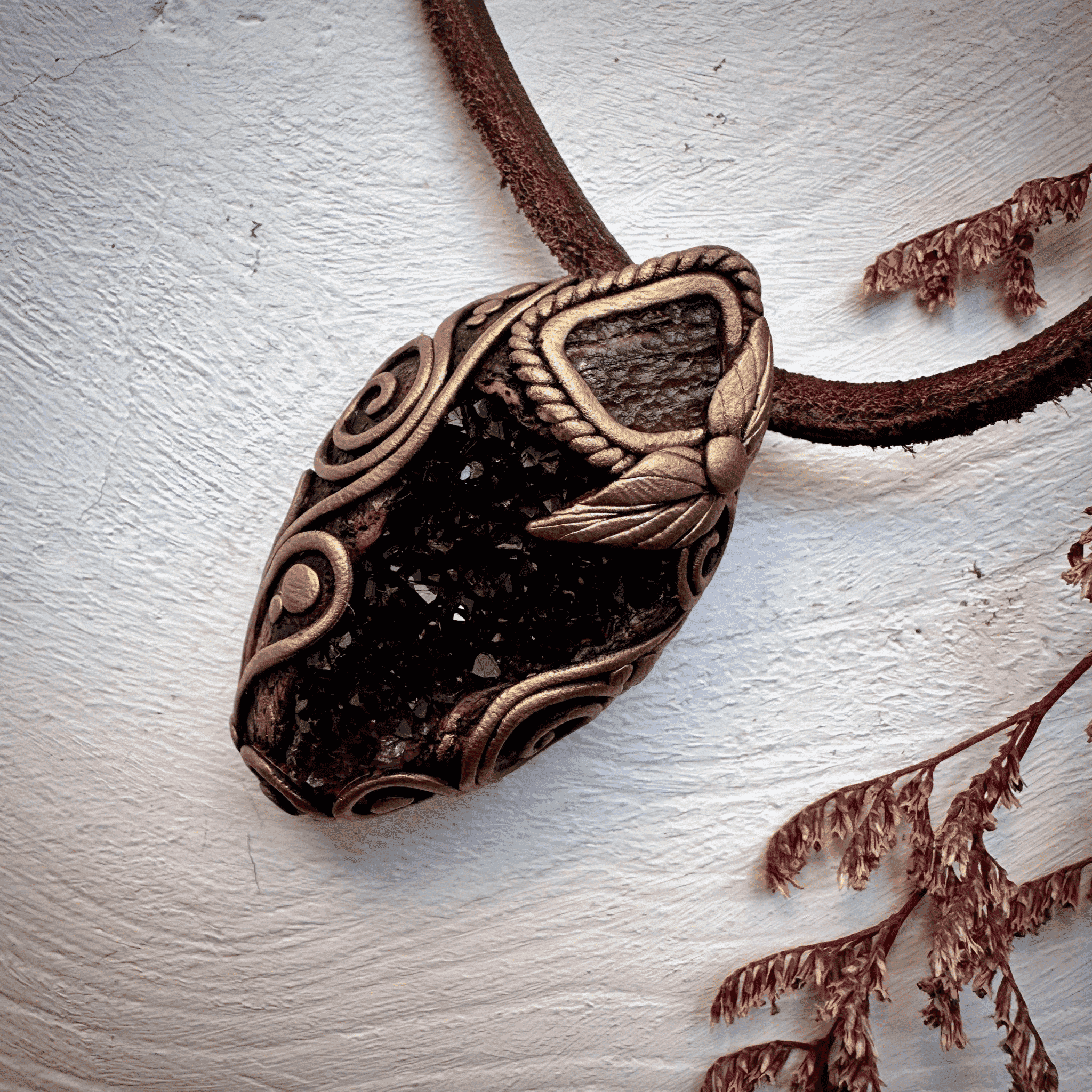 Amethyst Cluster and Moldavite Necklace - FairyGardenGlow