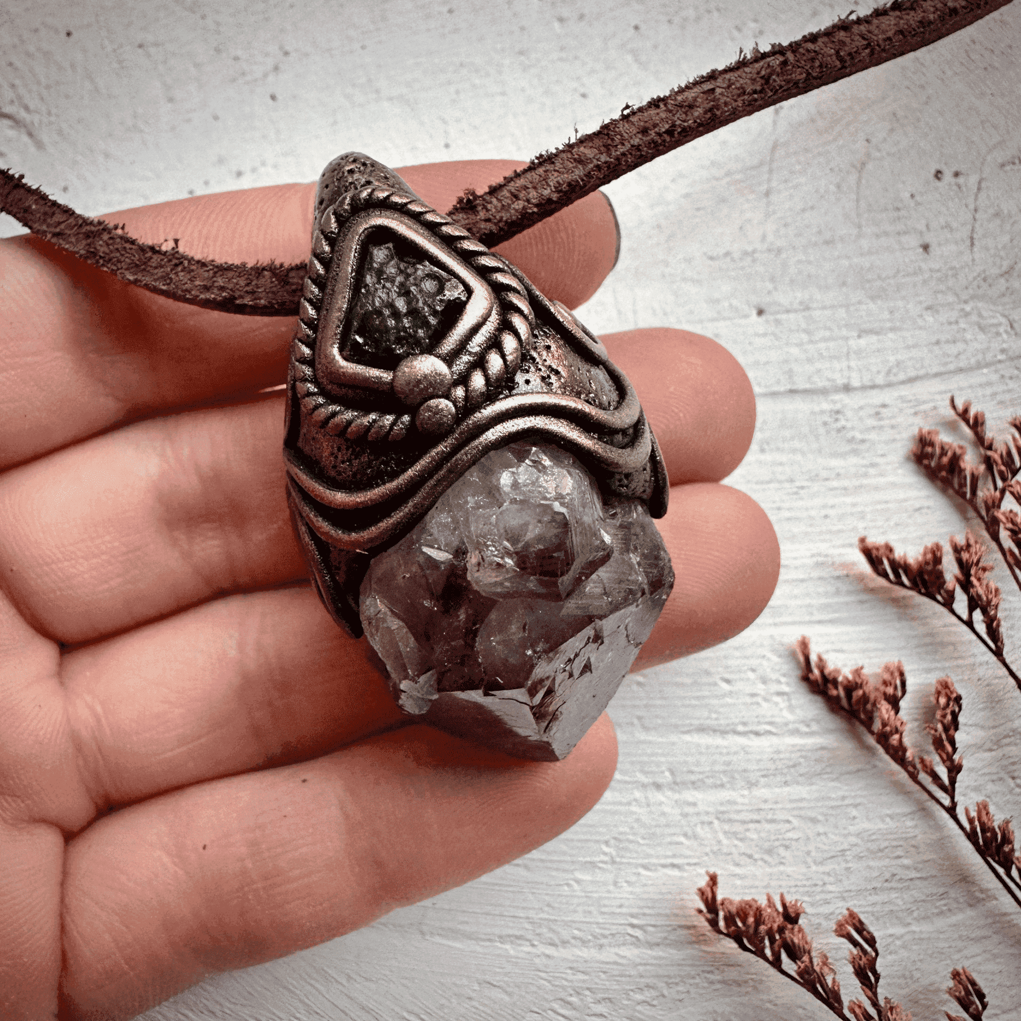 Amethyst and Moldavite Necklace - FairyGardenGlow