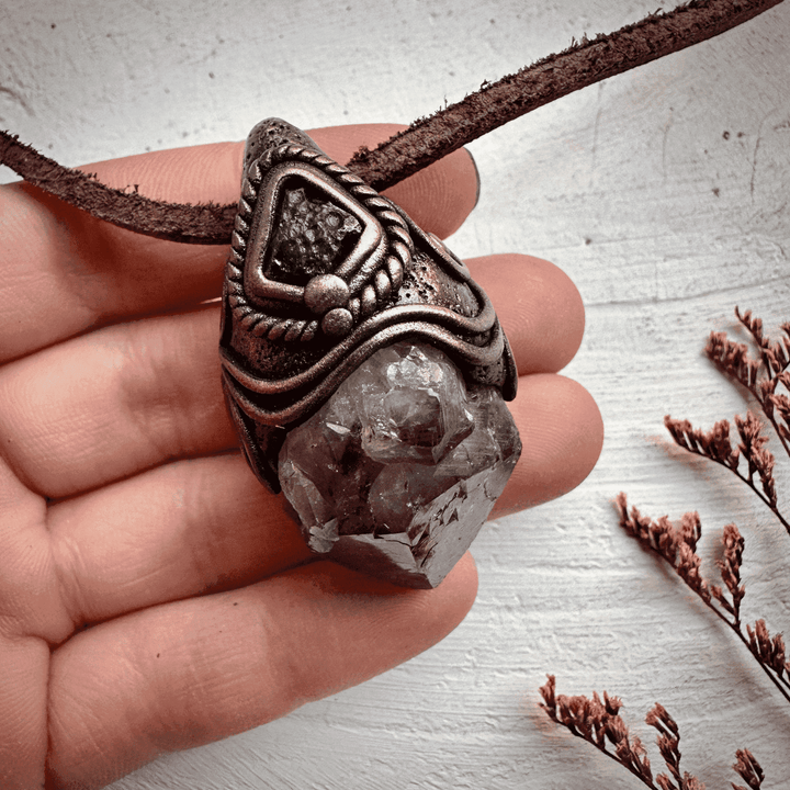Amethyst and Moldavite Necklace - FairyGardenGlow